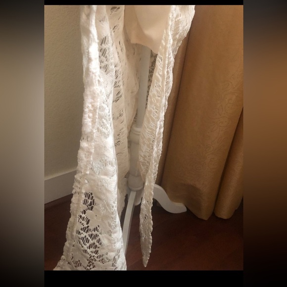 NWT Xhilaration Ivory lace crochet maxi dress Sz XS Partially Lined Short Sleeve - Picture 13 of 13
